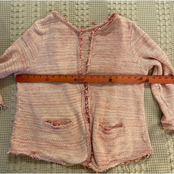 Halogen Red & White Womens Jacket Stylish Distressed with Frayed Edging Sz Large - Picture 11 of 12